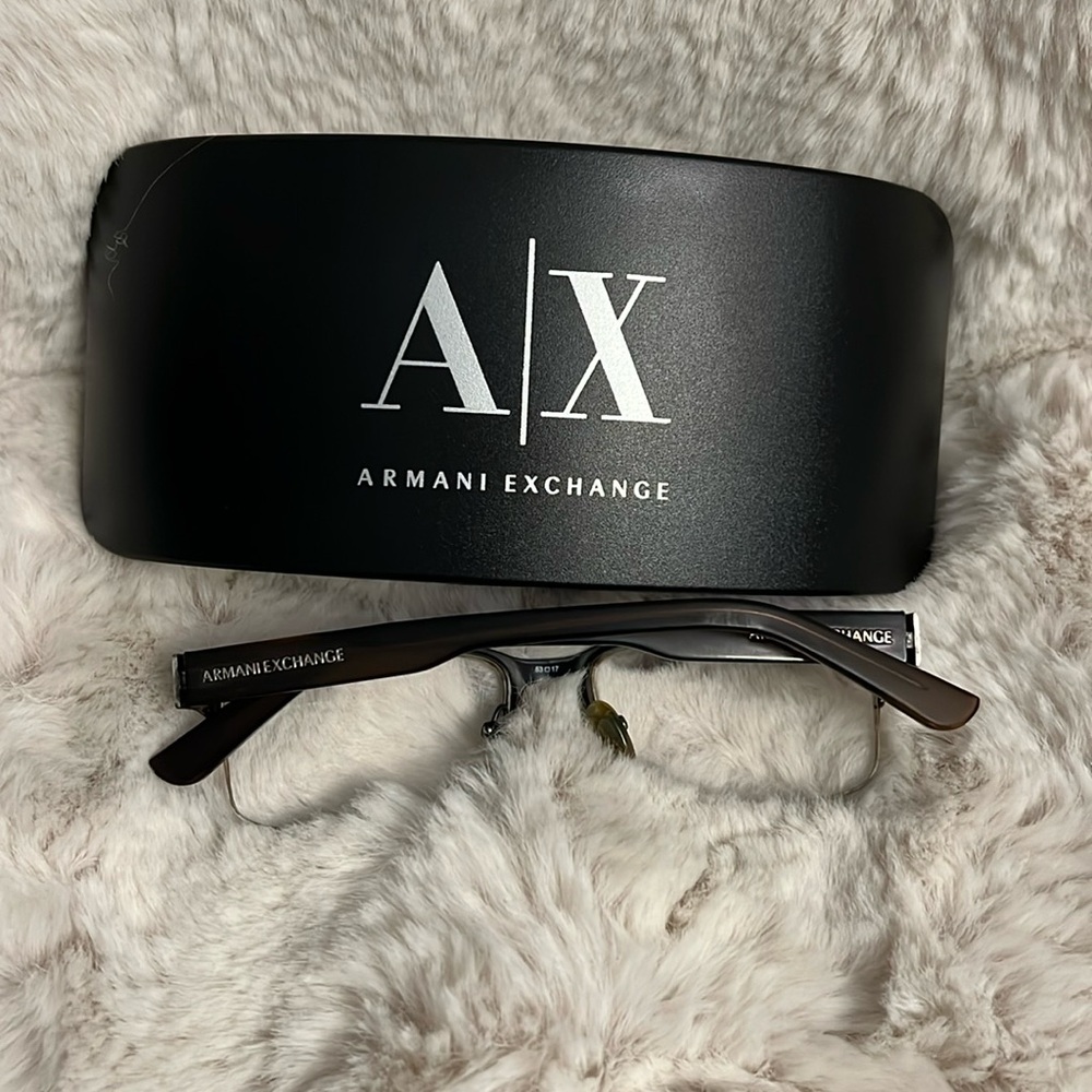 Armani Exchange Black Semi-Rimless Glasses with Hard Case